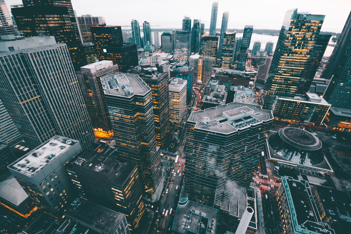Global business district skyline